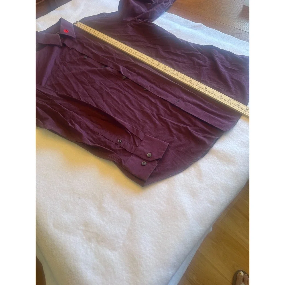 Banana Republic Slim Fit Button Down Mens M Burgundy Stretch Long Sleeve Shirt
